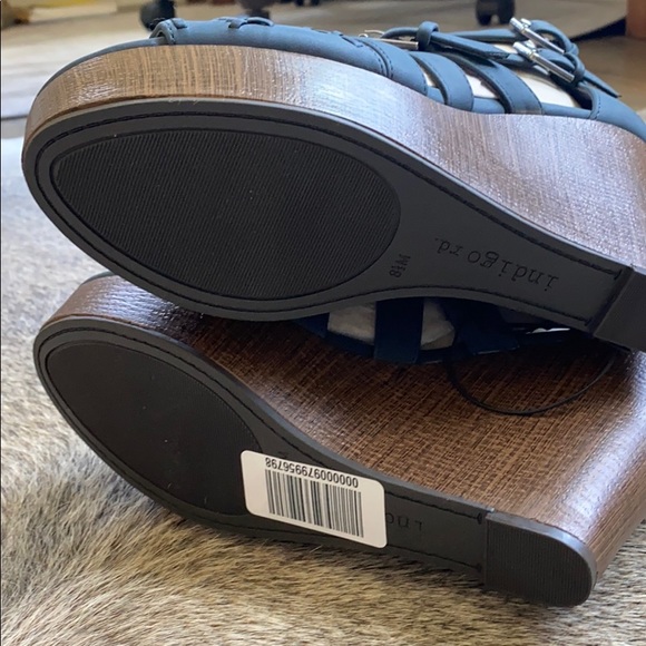 Indigo Rd. X Strap Navy Wedge Sandals SZ 8.5 - Picture 4 of 5